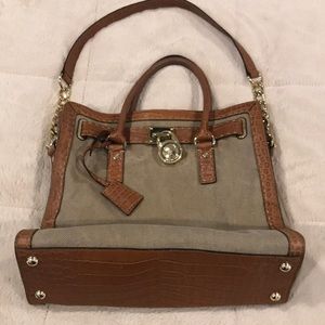 Michael Kors MK Croc Canvas Hamilton Bag Limited